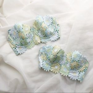 Sororite Vintage Flower Embroidered Lace Bustier